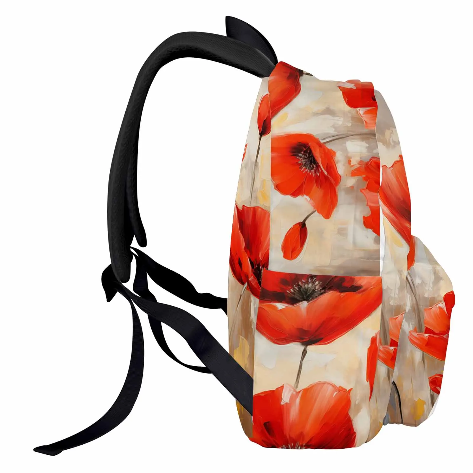 Spring Watercolor Poppy Flower Plant Backpack School Bags for Teenagers Students Laptop Bag Women's Casual Travel Backpack