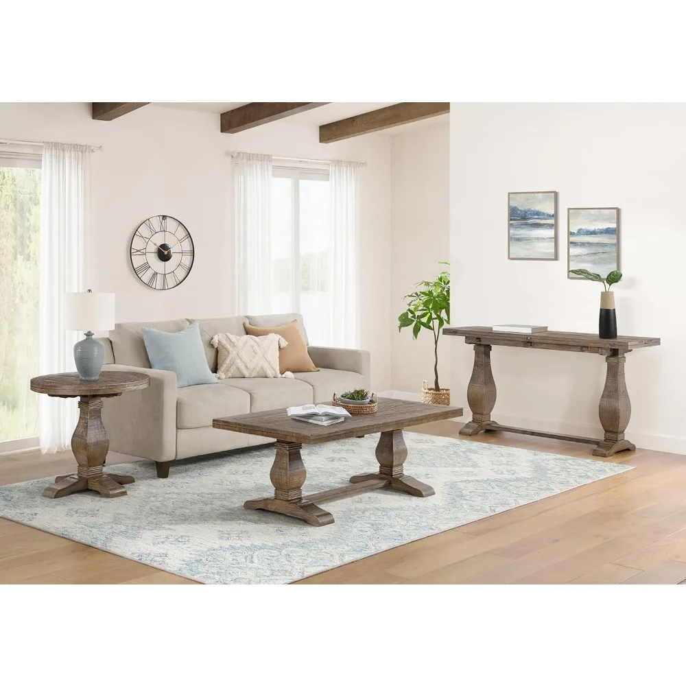 Napa Sofa Console Table, Modular Flip Top Dining or Accent, Solid Natural Wood