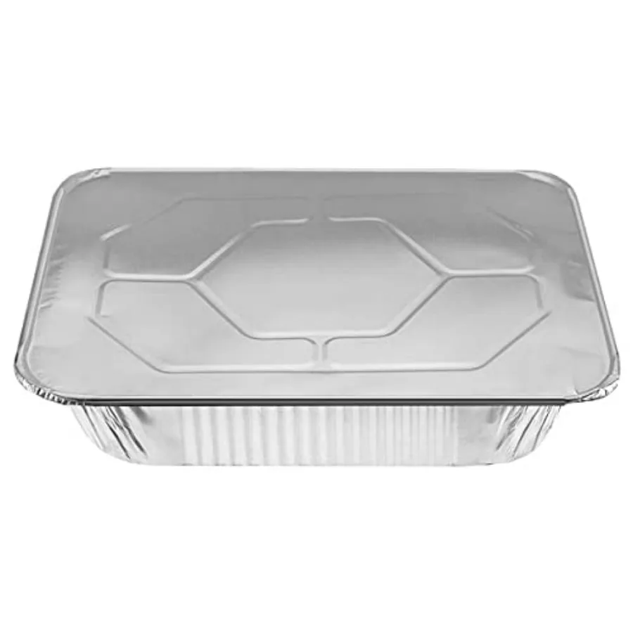 

9 x 13 Half Size Deep Disposable Aluminum Pans with Lids for Food Storage and Serving Ideal for Catering Meal Prep and Events K