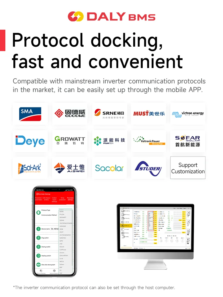 Daly BMS magazynowanie energii w domu BMS 8S 24V LiFepo4 akumulator BMS napięcie 16S 48V 100A CANBUS RS485 RS232 układ słoneczny