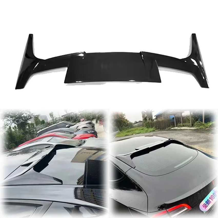 2017 - 2023 For Tesla Model 3 / Y Rear Window Spoiler Mid Wing Roof Lip High Quality ABS Glossy Black Carbon Fiber Look Body Kit