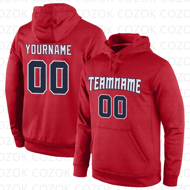 Customized Hoodies Red White Colour Jersey 3D Printed  Unisex Pullovers Hoodie Casual Sweatshirts