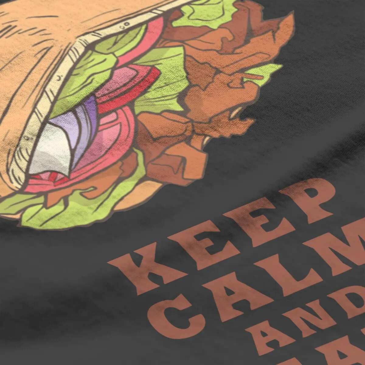 Keep Calm and Eat Doner Kebab  T-Shirt for Men Pike Love Fast Food Unique Cotton Tees Short Sleeve T Shirt Plus Size Clothing