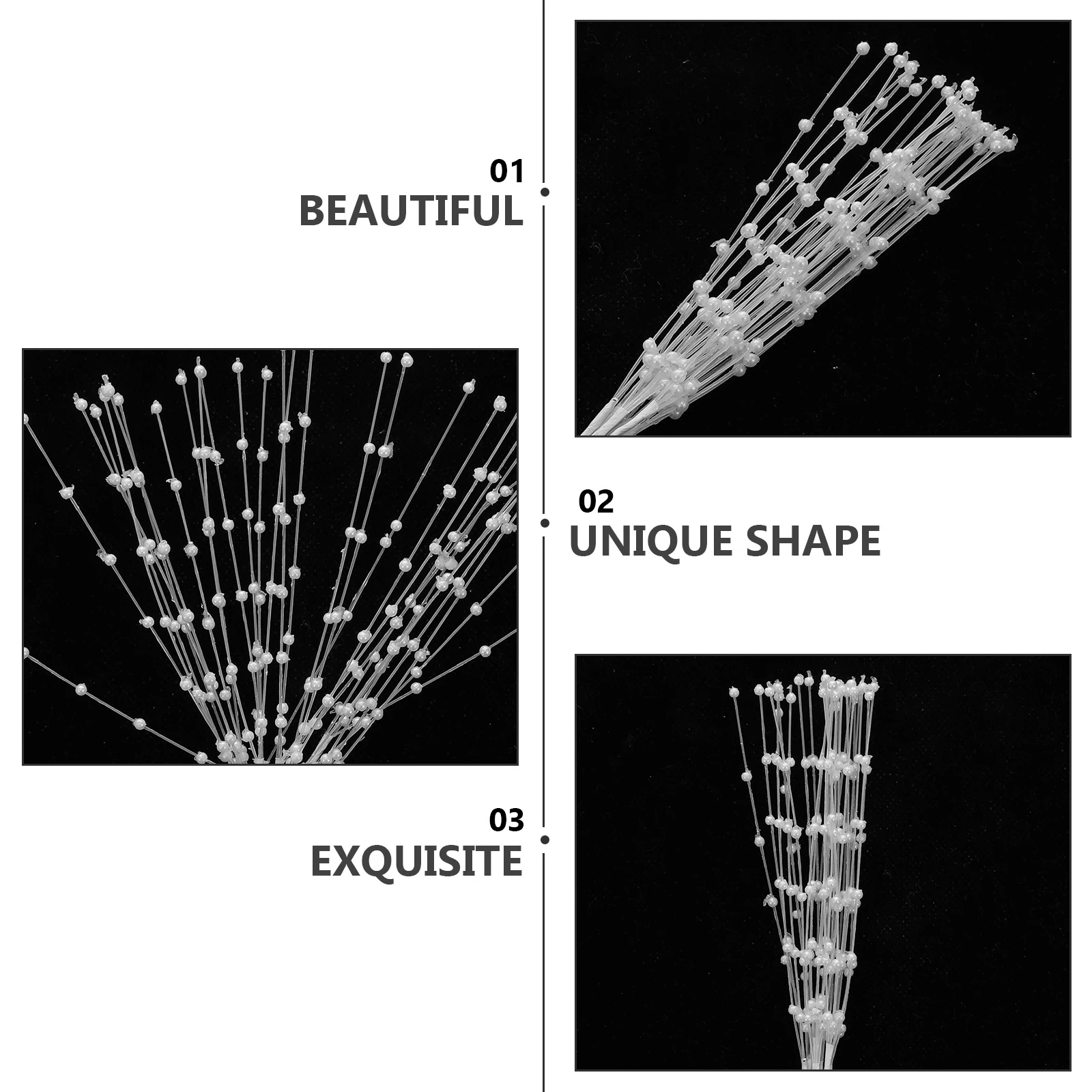 

100pcs Plastic Pearl Sticks Beaded Bouquets Decor Wedding Strings Artificial Pearls Lifelike Durable