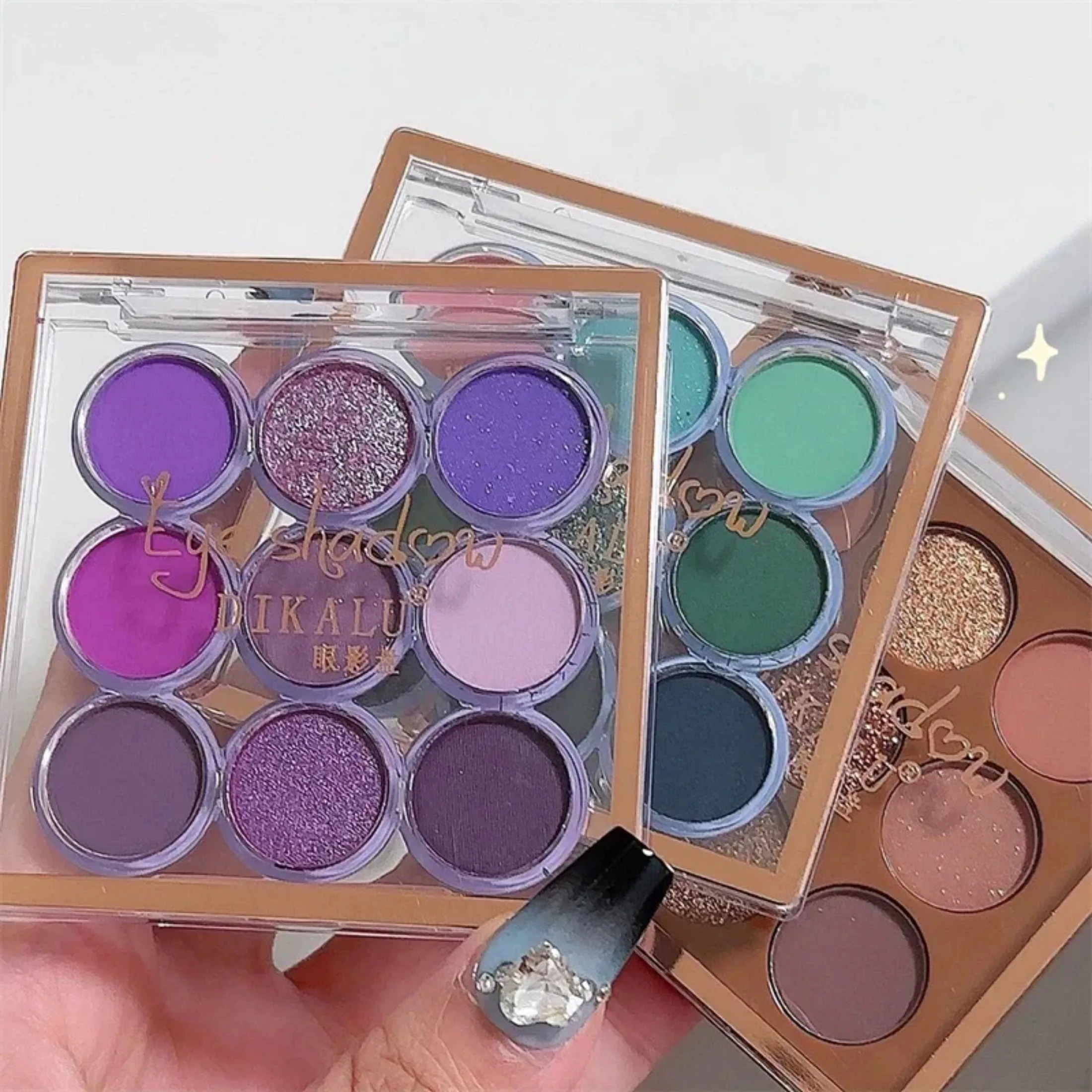 9 Colors Purple Eyeshadow Palette Matte Pearlescent Powder Pigment Eye Shadow Easy To Color Brown Green Eyeshadow Palette Makeup