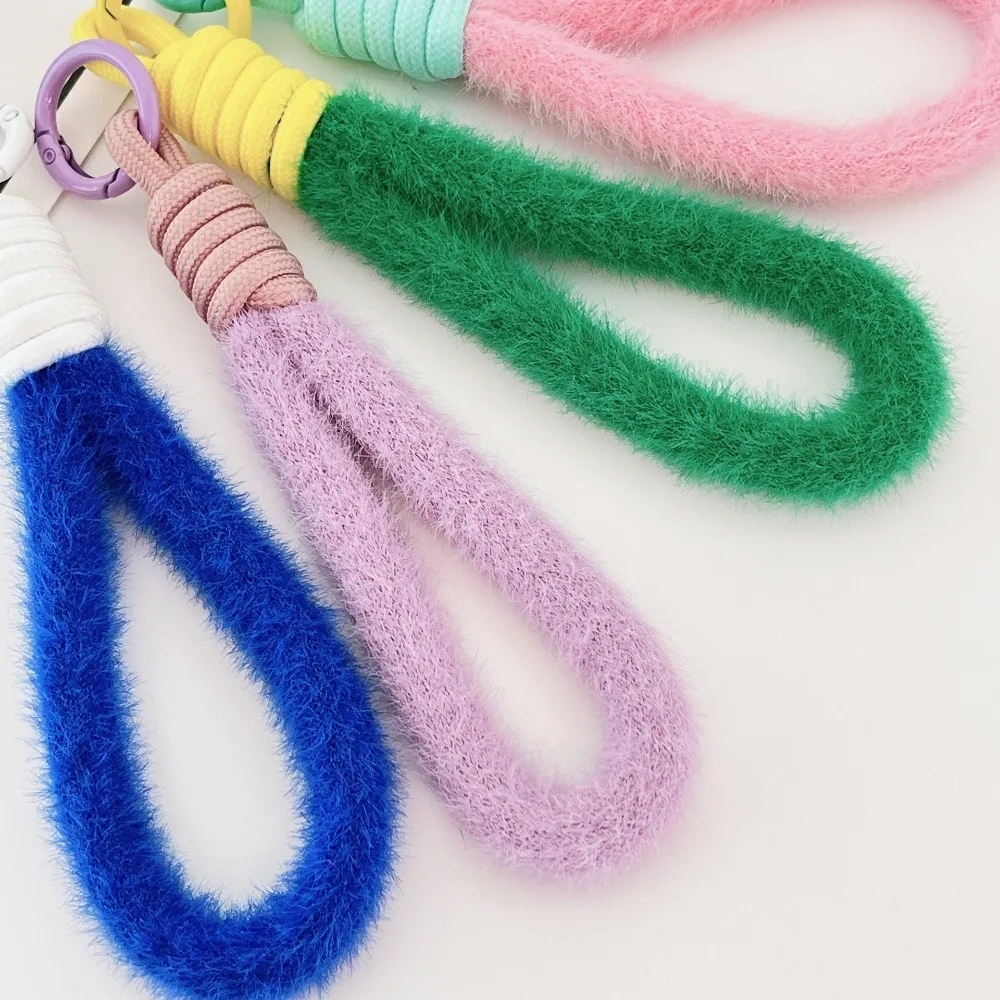 Creative Plush Mobile Phone Hanging Strap Colored Woven Wrist Strap Universal Anti Drop Phone Chain Mobile Phone