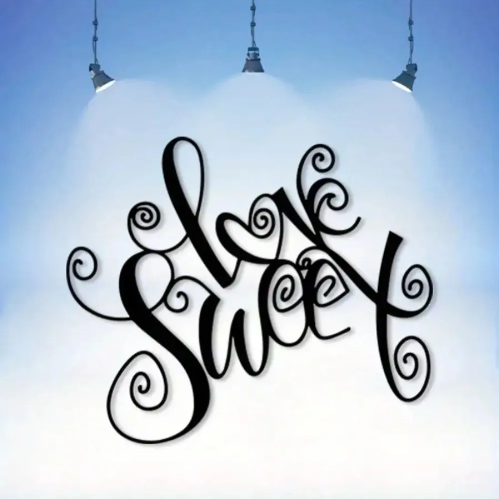 Love Is Sweet Script Metal Wall Art Powder Coated Iron Decor for Entryway Office Home Ornament