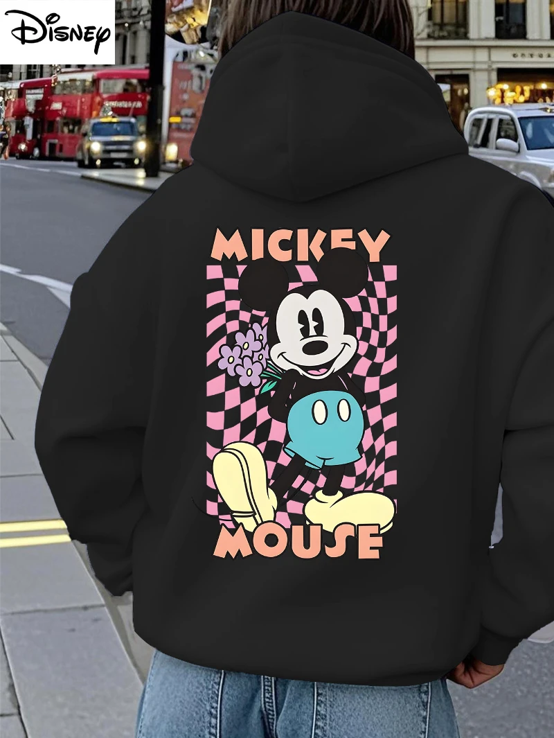 

Disney Women's Customized Hoodie - Mickey Mouse Flower Pattern Disney Officially Authorizes Hooded Sweatshirt Fashion