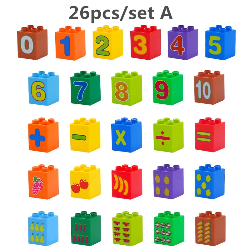 Larg Building Blocks My First Number Train Cake English Alphabet Mathematicl Calculation Large Particles Toddler Educatioal Toys