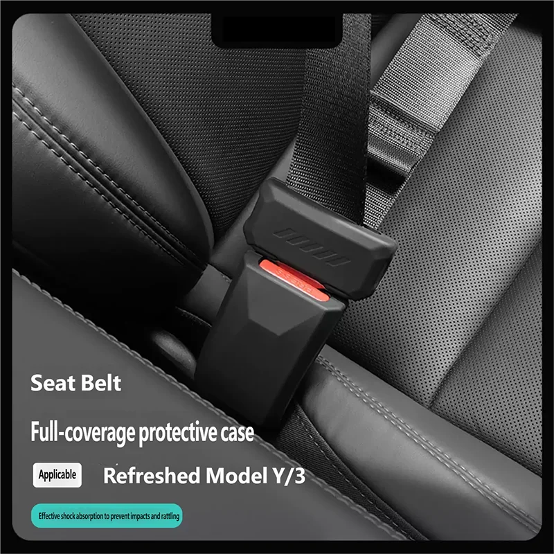 For Tesla Updated Model YL/Y/3 2025-2026 Seat Belt Anti Scratch Protector Case Seatbelt Buckle Cover Silicone Accessories