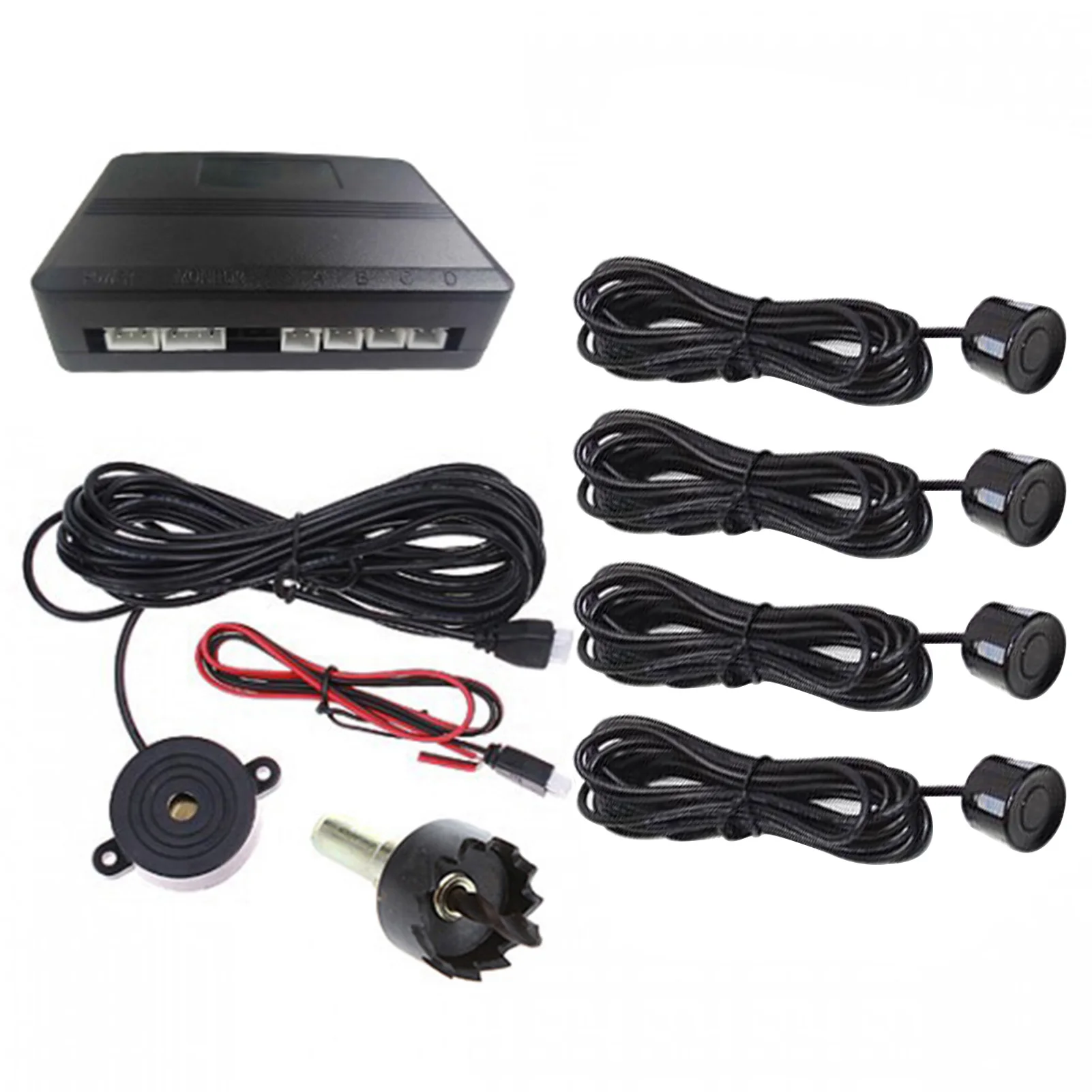 Car Reverse Parking Radar System Car Parking Reverse Backup Radar Sound Alert Backing Radar with 4 Parking Sensors Voice Alert