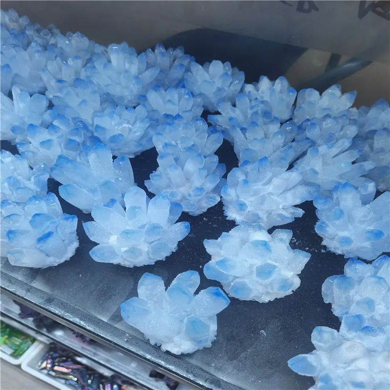 Natural Rare Blue Quartz Crystal Cluster Healing Mineral Specimen - Unique Geode Rock for Decor And Therapy