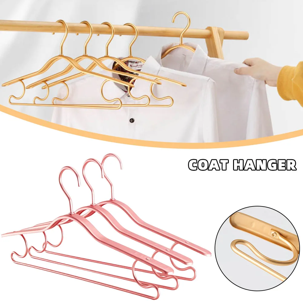 5pcs Aluminum Alloy Clothing Hanger Non-slip Thicken Suitable For Suit Stores Rose Gold Clothes Drying Racks For Wardrobe