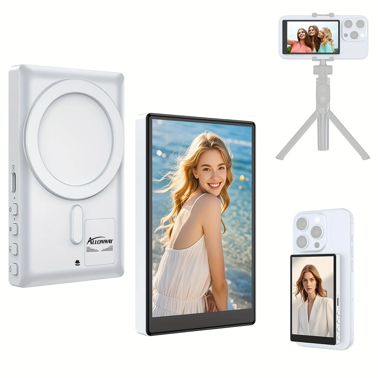 

Magnetic Phone Vlog Selfie Monitor HD Screen Display - Rechargeable 36V Dual Power (Battery/USB), Compatible With IOS & Android