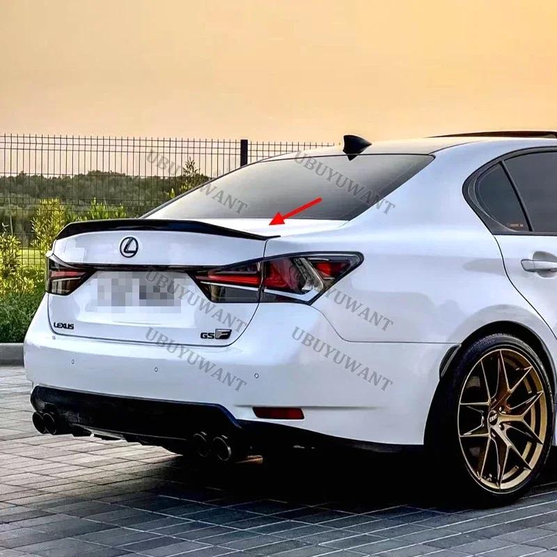 CARBON FIBER For LEXUS GS 350 300 450 13-16 Car Rear Spoiler Splitter Glossy Black Rear Trunk Lip Cap Wing - view 5