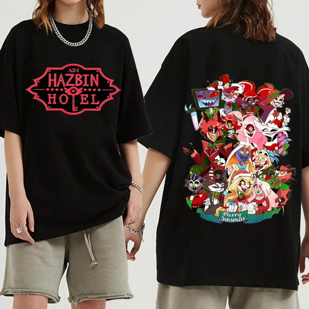

Christmas Hazbin Hotel Design T-shirt Man Woman Harajuku Short Sleeve O-neck Casual Shirt Gift