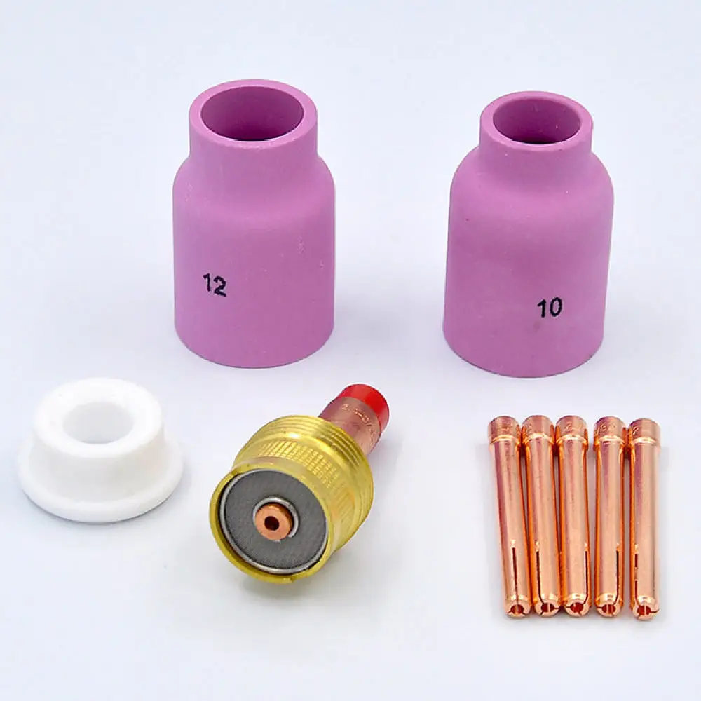 TIG Gas Lens Kit For WP17 WP18 WP26 Welding Torch Ceramic Cup Collet Body Professional Fabrication Welding Replacement