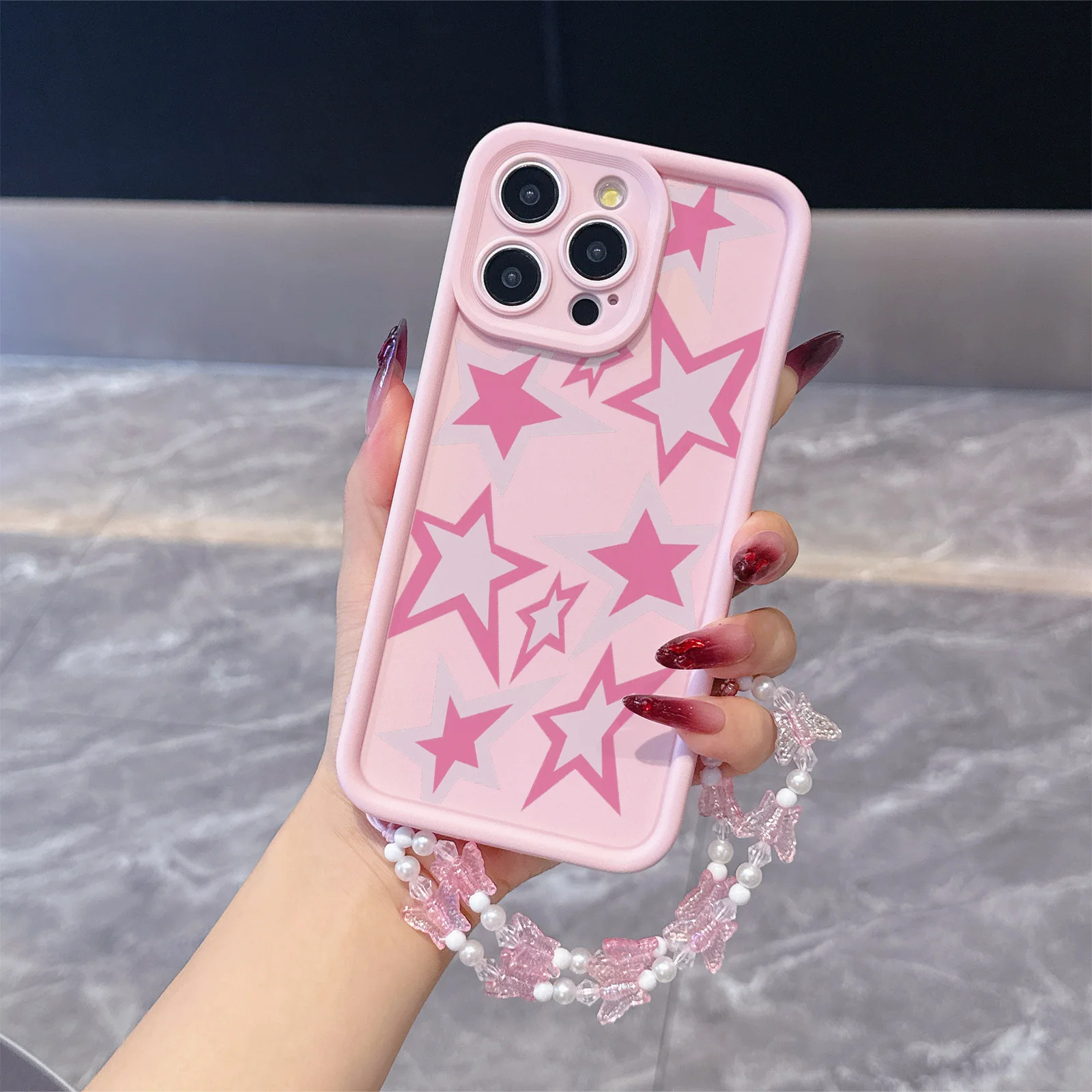 

Sweet Star Pattern Phone Case For iPhone 13 17 16 15 14 12 11 Pro Max For iPhone 14 15 16 8 7 Plus XS XR X Lanyard TPU Fundas