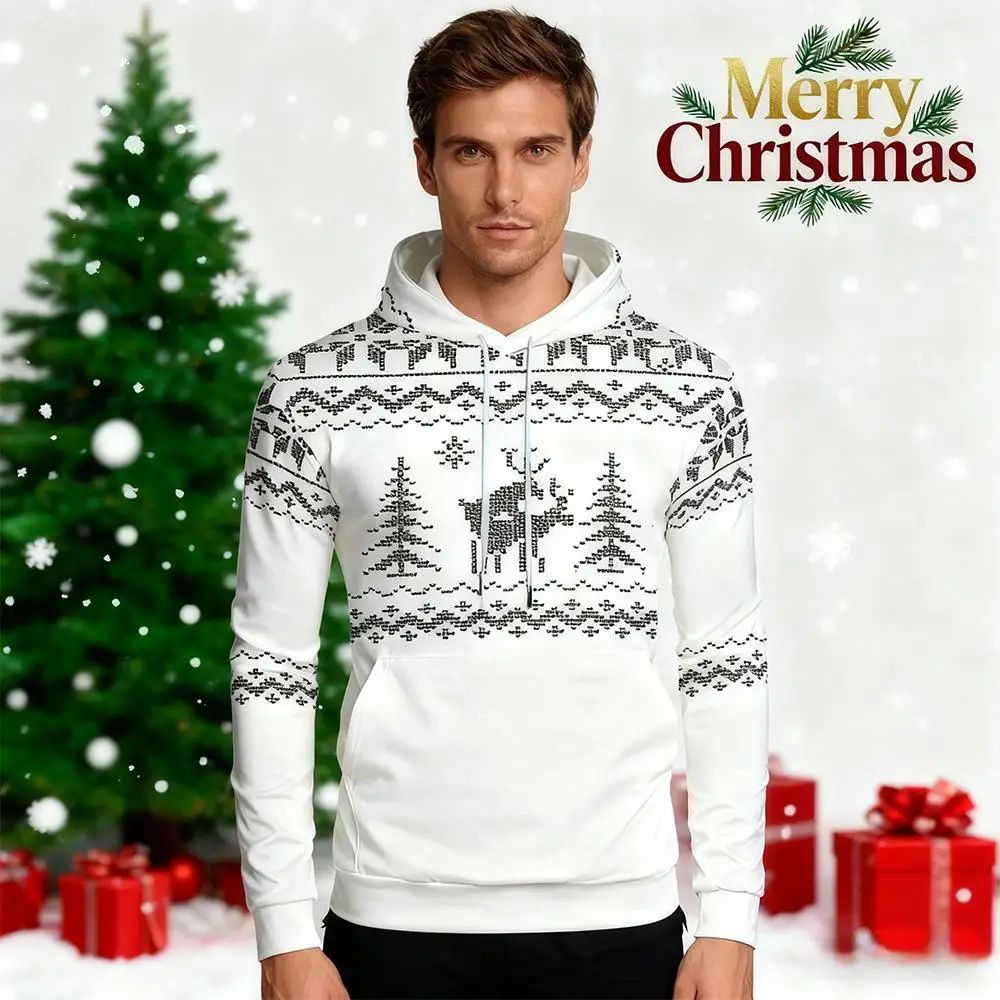 

Christmas Indecent Deer Hoodie New Autumn And Winter Christmas-Themed Pullover Fashionable Men's And Women's Casual Streetwear