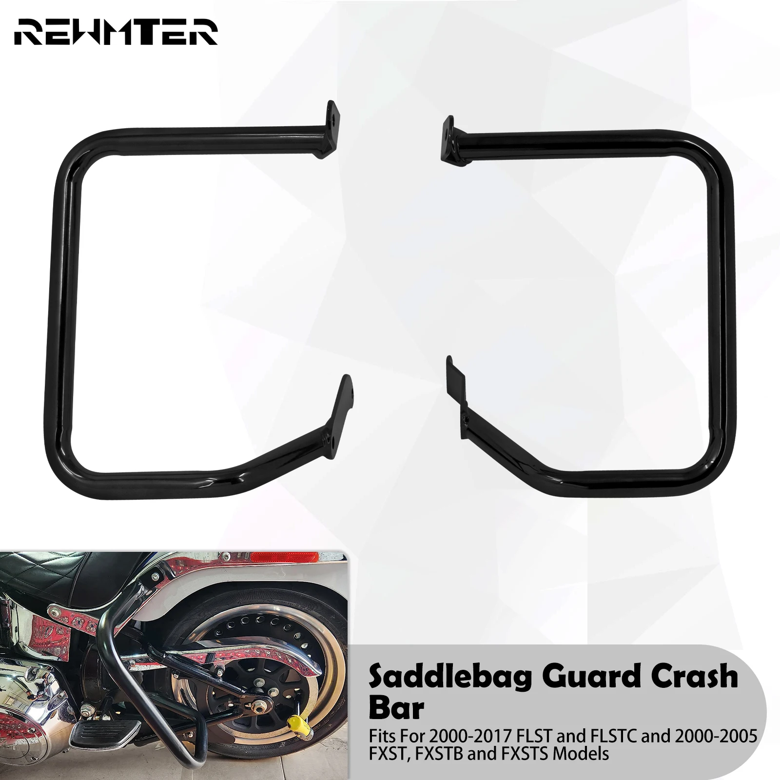 

Motorcycle Rear Saddlebag Guards Rail Steel Crash Bar For Harley Softail Heritage FLST 00-17 Night Train Springer Standard 00-05