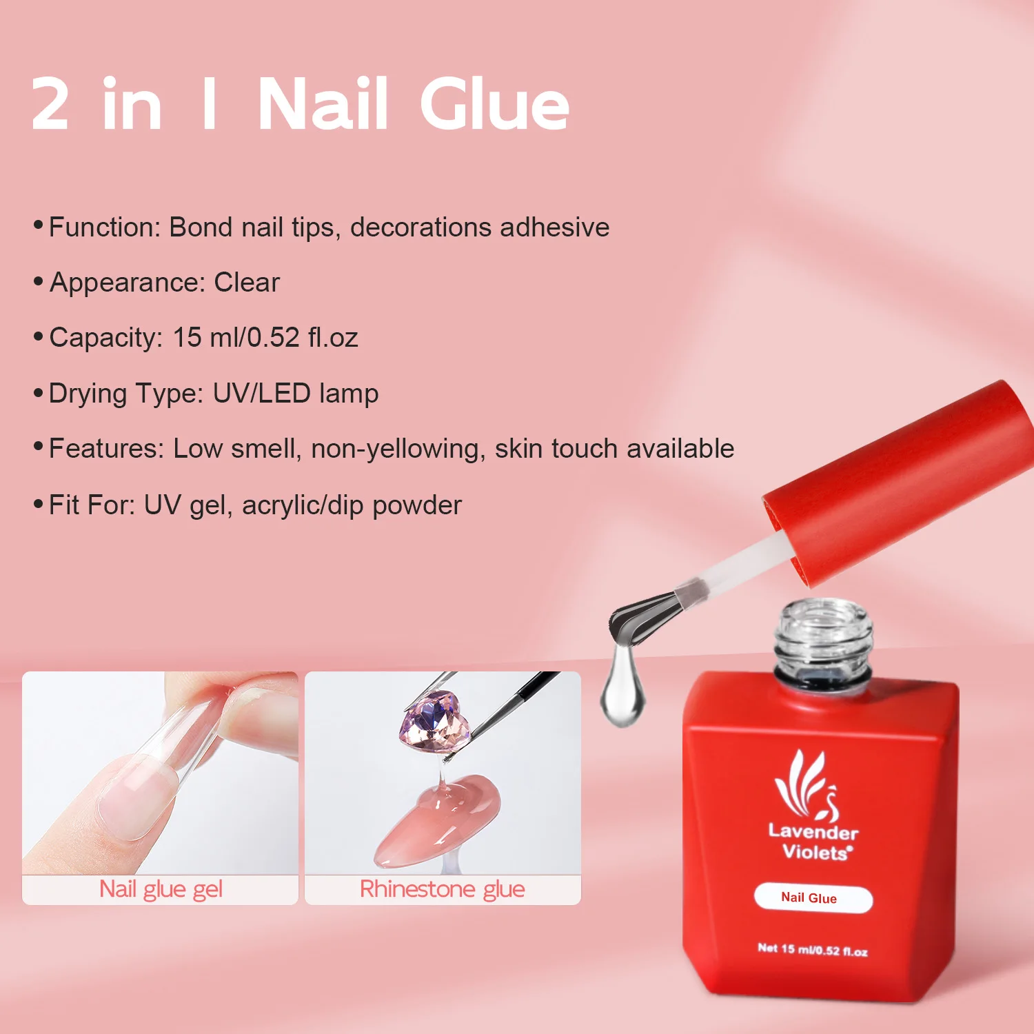 ネイルエクステンション用ジェルグルー,超強力,ランプを浸す,必要な硬化,偽のネイル,プレス,15ml