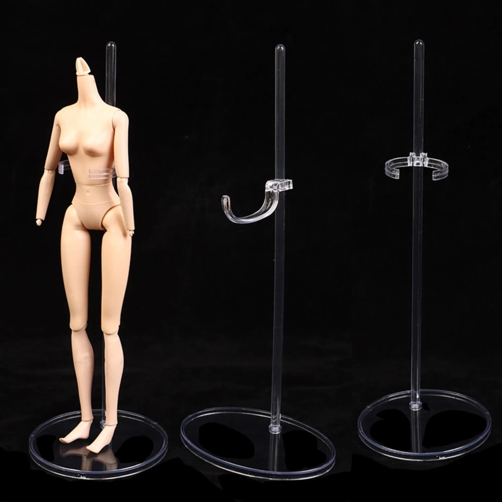 

18cm 25cm Acrylic Doll Holder Stands Transparent 30cm Figure Display Waist Foot Support Rack Bracket For 1/6 Doll Toys Show