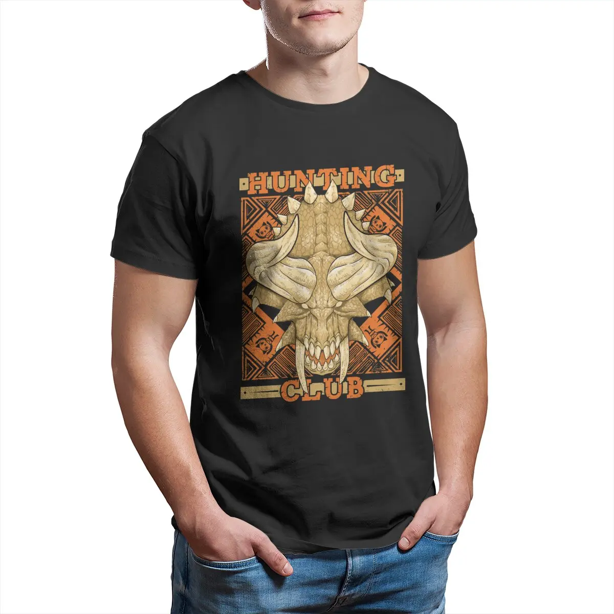 

Monster Hunter World Hunting Club Diablos T-Shirts Men RPG Game Vintage Pure Cotton Tees T Shirt Gift Idea Clothes