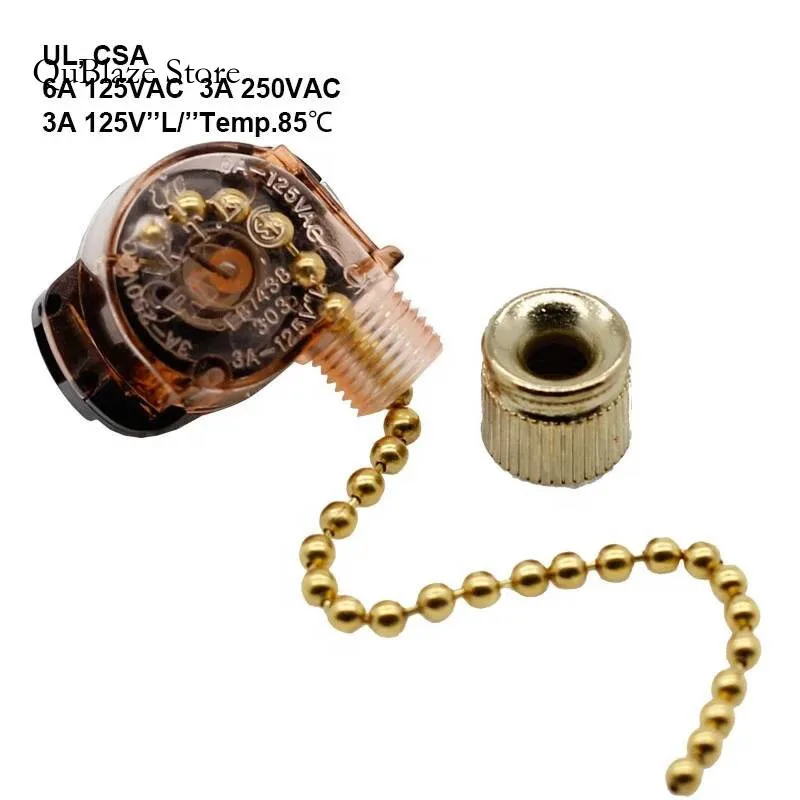 E87438 303 ON OFF 2 Position 3A 250VAC 6A 125VAC Ceiling Fan Light Pull Chain Switch
