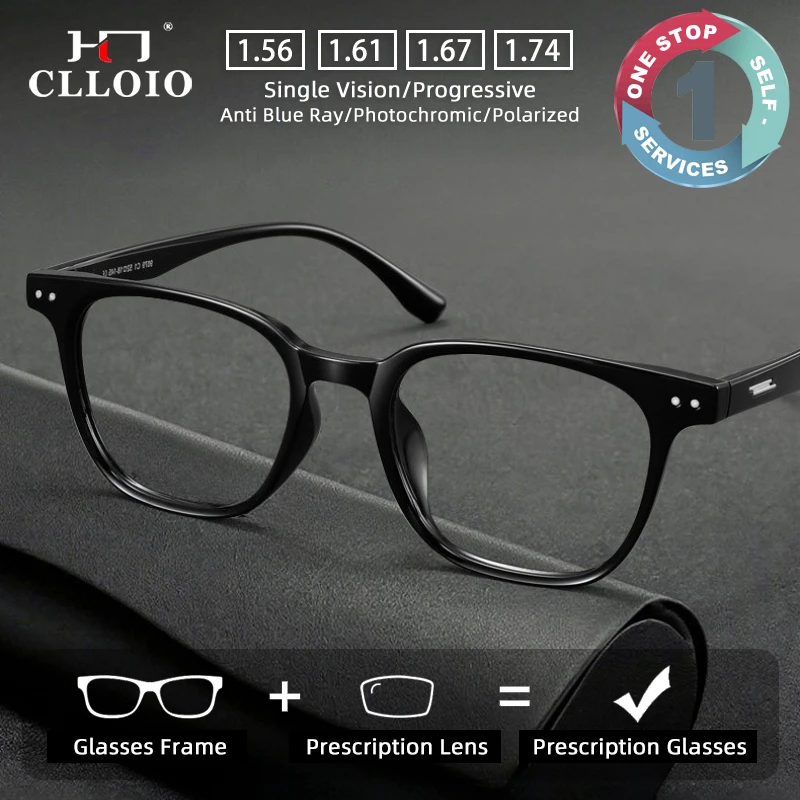 

CLLOIO Fashion Ultralight TR90 Frame Prescription Glasses Anti Blue Light Transparent Round Myopia Reading Progressive Glasses