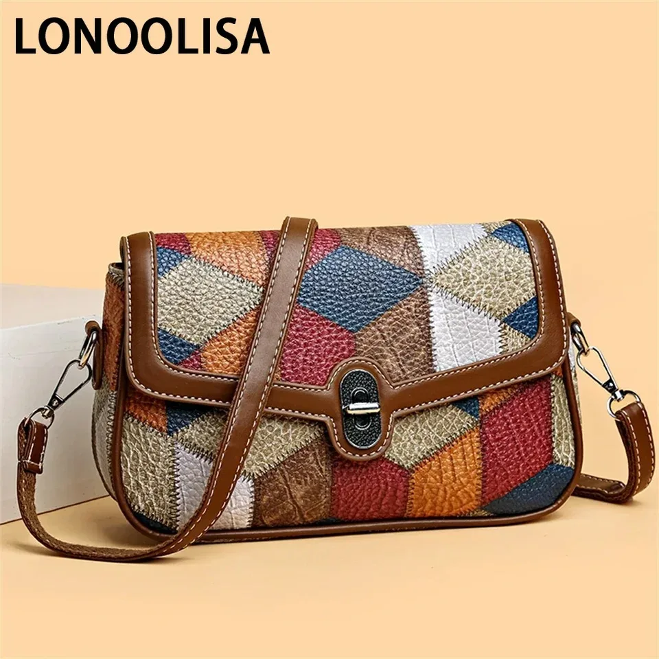 

Ladies Messenger Bag New Color Splicing New Trendy Wide Shoulder Strap Small Square Bag Retro Casual Simple Crossbody Bag