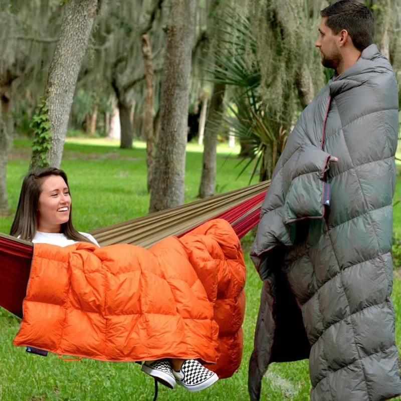 

Outdoor Camping Down Blanket Portable Waterproof Warm Wearable Blanket for Hiking Office Lunch Break