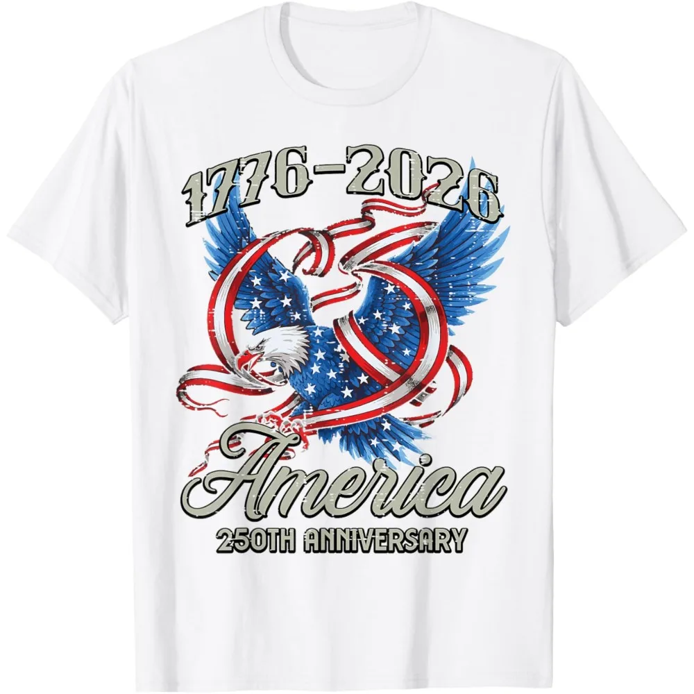 2026 The United States Anniversary 1776 2026 T Shirt Men Women Patriotic Bald Eagle US Flag Ribbon Unisex Graphic Tee Tops