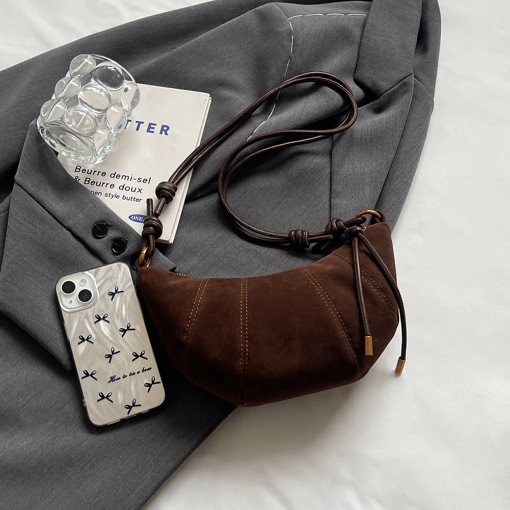 حقيبة كتف للنساء مع جيب داخلي حقيبة هلال من جلد البولي يوريثان بسحاب حقيبة هوبو حقيبة كرواسون صلبة للسفر والعمل