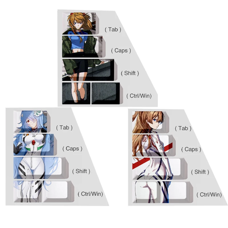 

NEON GENESIS EVANGELION Ayanami Rei Keycap Asuka Langley Soryu Cross Axis Механическая клавиатура Оригинальная высота DIY Аксессуары