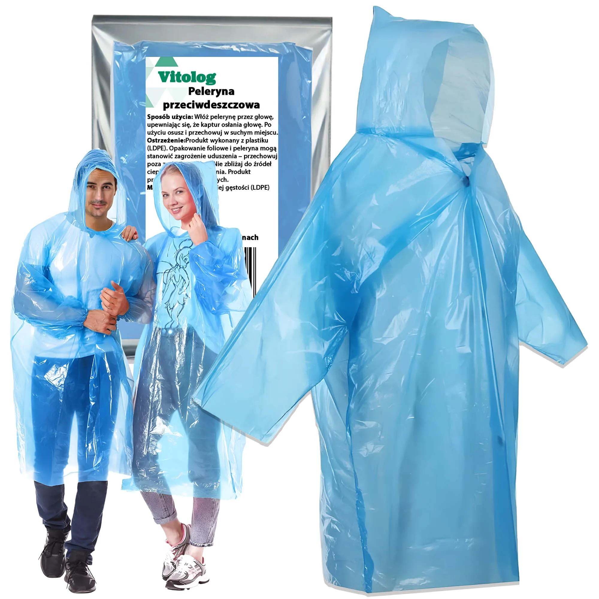 Regencape Palto regenjas met waterdichte universele ponchomouwen met capuchon