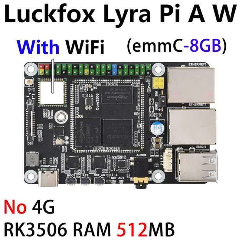 A29F-For Luckfox Lyra Pi A RK3506 Linux Board Support MIPI/DSI Display EMMC-8GB 512MB DDR3L No WIFI Included