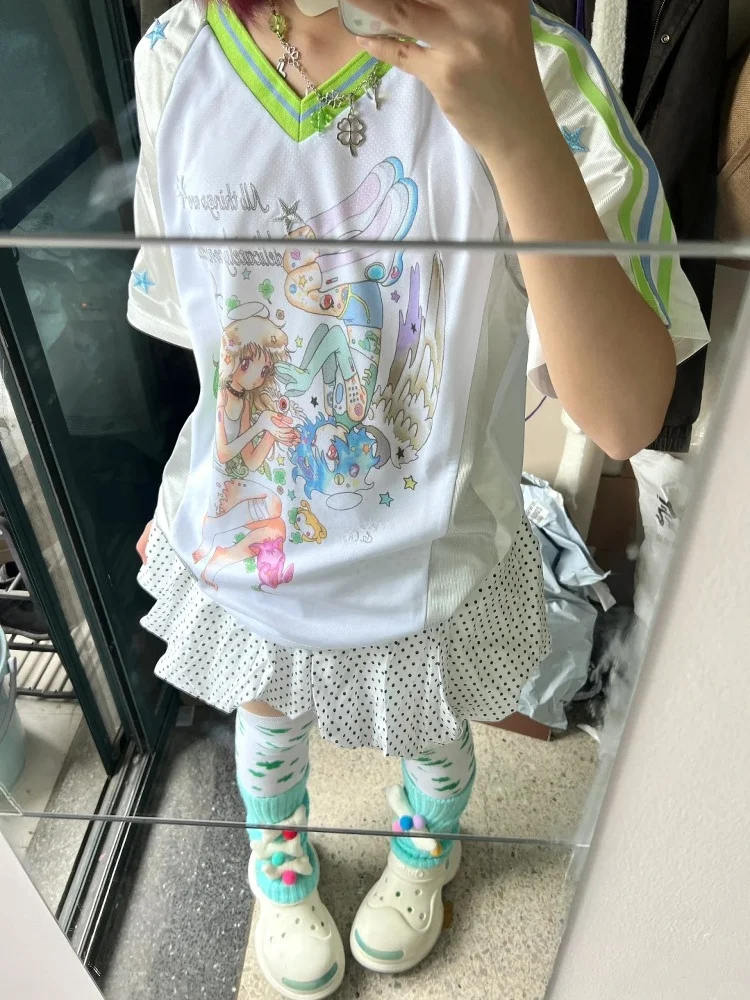 

Оригинальный Y2K Dr Nuclear Star oulder Insertion ort Sve Jersey Collaborative Patchwork Street Sle Loose Fit V-Ne ...