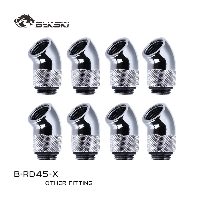 

Bykski 4/6/8pcs G1/4'' Thread 45 Degree Rotary Fitting Adapter Rotating 45 Degrees Water Cooling Adaptors Black Silver B-RD45-X