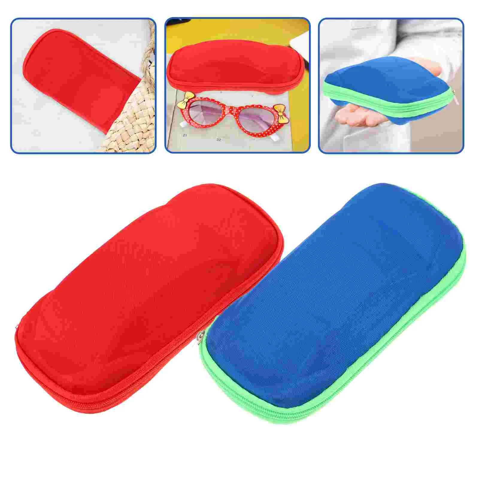 2 Pcs Funny Glasses Case for Kids Girl Children Children's Contacts Lenses Gifts Childrens with Zipper Adorable