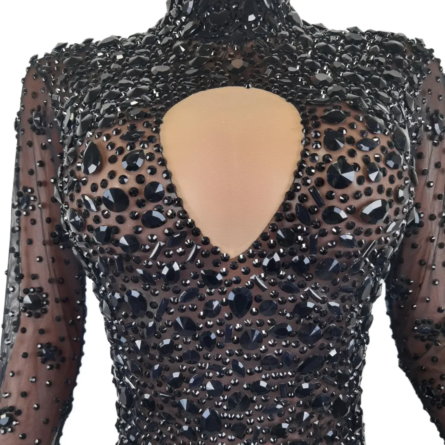 Сексуальный черный комбинезон со стразами и длинными рукавами, женский боди с кристаллами для выступлений, костюм для ночного клуба, костюм для танцев на пилоне, праздничная одежда, Cuican