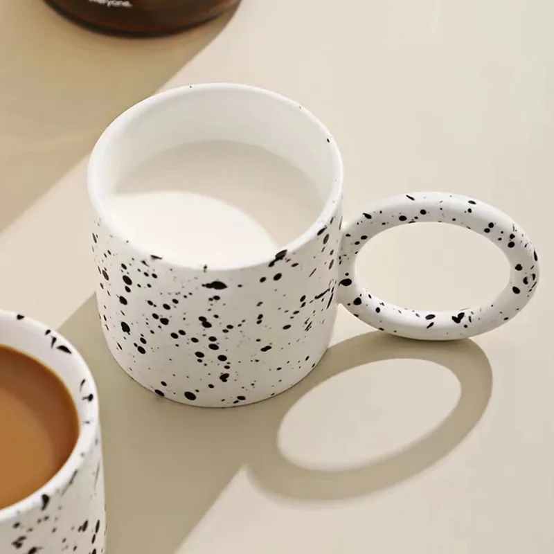 250ml Nordic Ceramic Mug Dotted Drinkware with Handle Couple Gifts Minimalist Water Cup Birthday Gifts Christmas Present