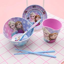 Hasbro Elsa Anna Olaf cartoon children's bowl and spoon set personalized creative animation movie anti-fall tableware wholesale