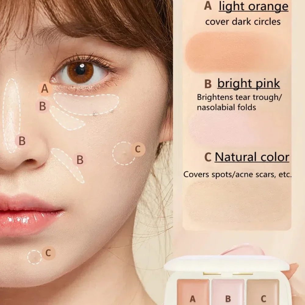 Judydoll Moisturizing Three-Color Concealer Palette High Coverage Long-Lasting Natural Waterproof Sweatproof Makeup Cosmetics