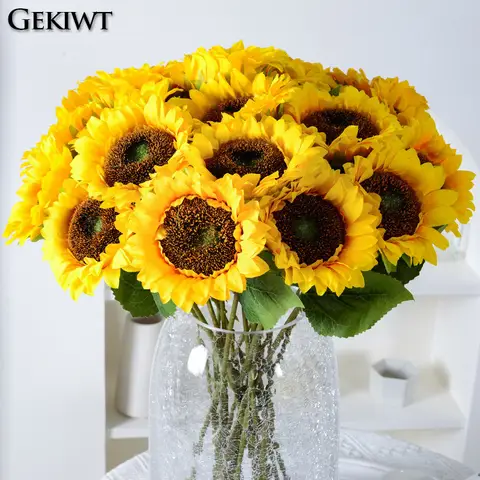 5/10/20pcs Sunflower Artificial Flowers Bouquet Realistic Outdoor Garden Autumn Decoration Home Floral Arrangement Wedding Decor