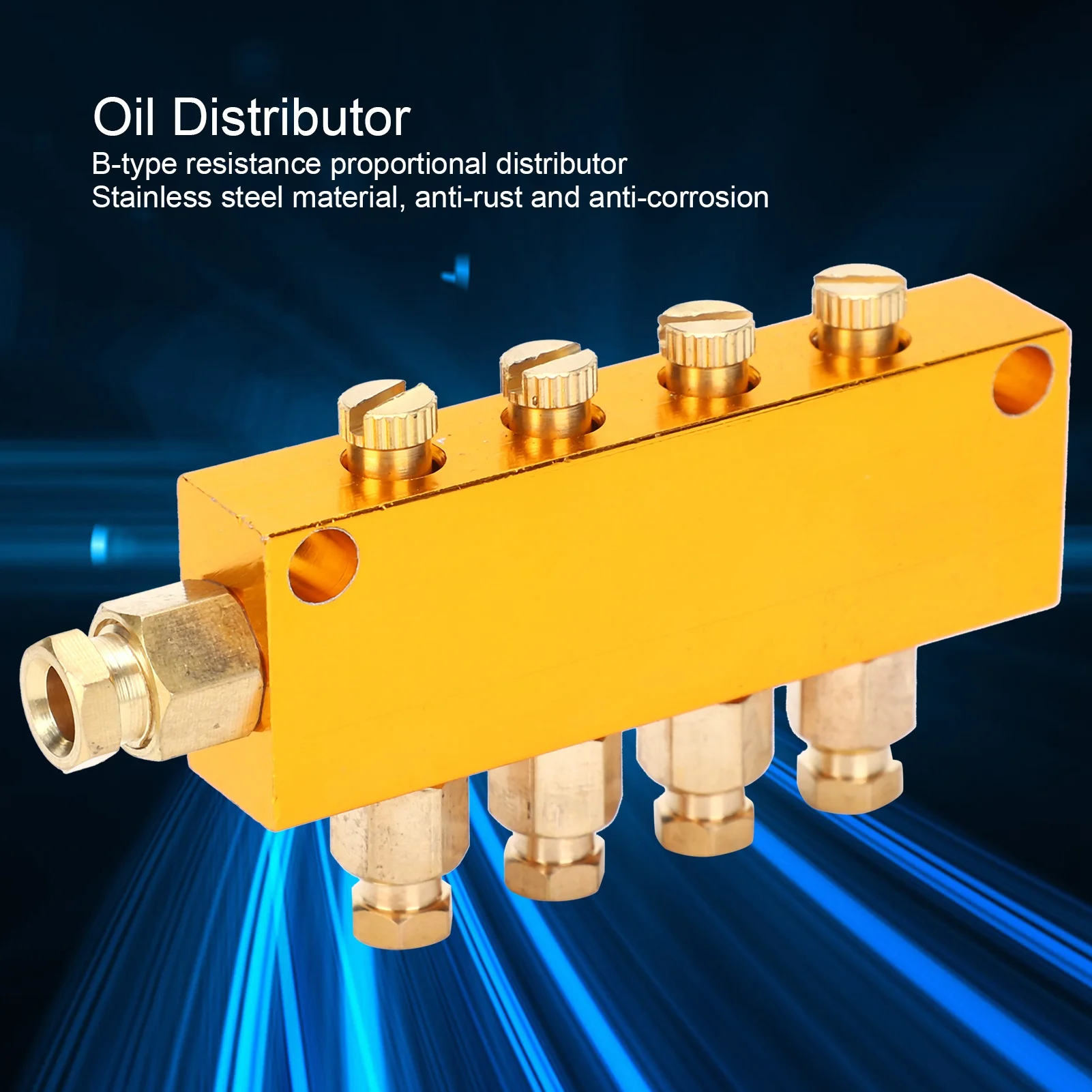 

Распределитель масла на 4 выхода, тип B, регулируемый, для смазочного масла, поршневой делительный клапан, 1 вход, 4 выхода