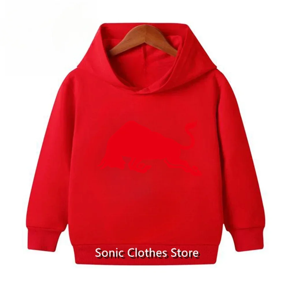 2024 Fashion Red Bull Hoodie Kids Clothes Girls Clothing Jersey Baby Boys Clothes Autumn Warm Sweatshirt Children Tops