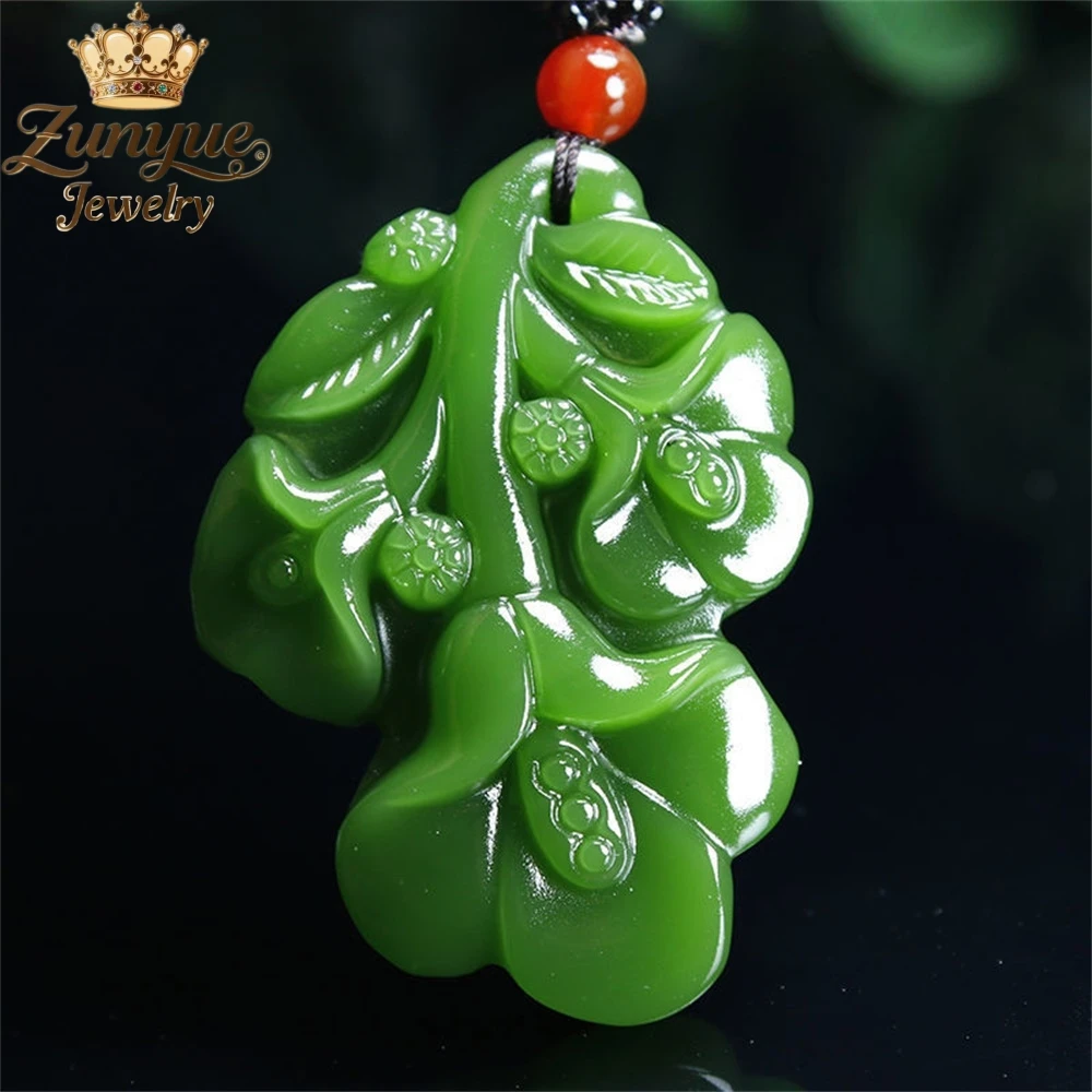 

Натуральный нефрит Хэтянь, зеленый нефрит, резьба по магнолии, кулон, роскошное качество, ювелирные изделия, подарок, модные украшения, изысканные подвески, элегантные