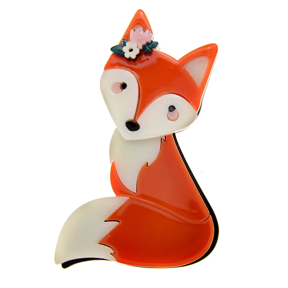 handgemachte Mode Tier Accessoires Acryl Cartoon Fuchs Brosche Kleidung Tasche Abzeichen ﻿