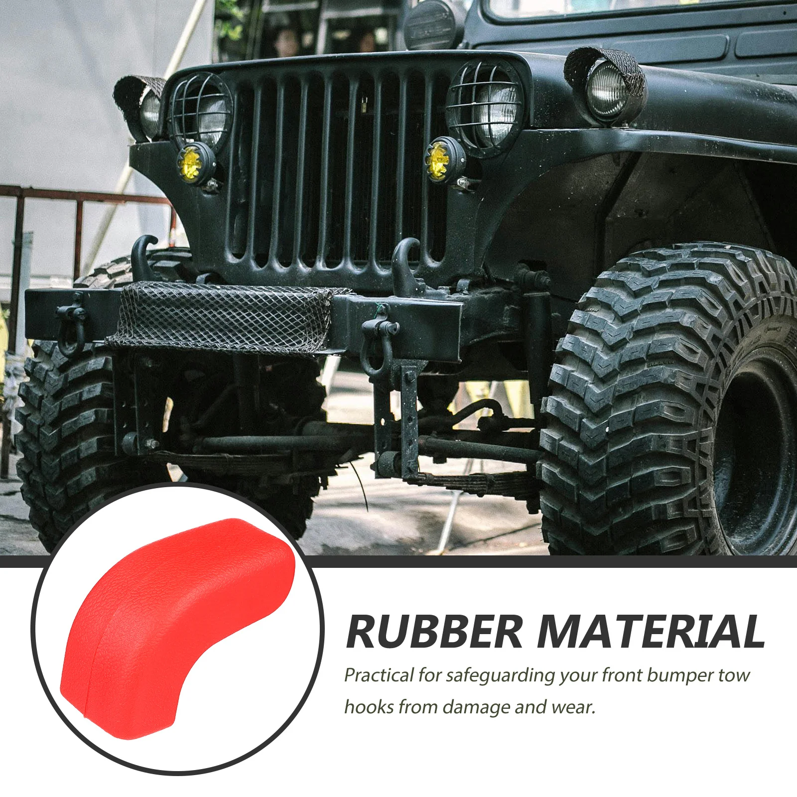 フロントバンパー牽引フックカバー JK JT 07-23 用 耐久性のある耐候性ゴム製フードキャッチブラケットコラムエンドキャップ