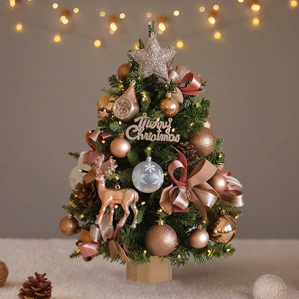 

45 см комплект рождественской елки «сделай сам» со светлым ангелом, настольная рождественская елка, искусственная сосна, рождественская елка ручной работы с подсветкой